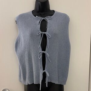 Abercrombie & Fitch Cotton Ribbed Tie-Front Preppy Sleeveless Top SZ L